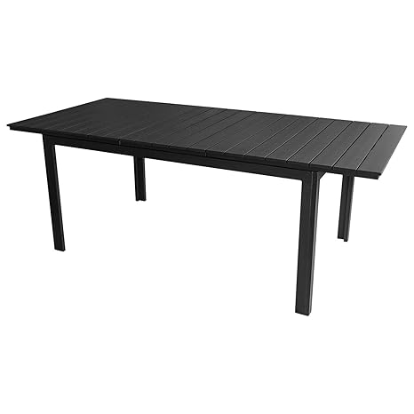 Multistore 2002 Ausziehtisch Gartentisch - 160/210x95cm, Aluminium, Polywood, Schwarz/Terrassentisch Gartenmöbel Terrassenmöb