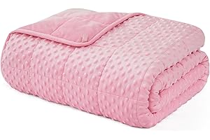 L'AGRATY Weighted Blanket - 40"x60" 10lbs Minky Dots Heavy Blanket with Glass Beads Soft Breathable for All-Season Summer Fal