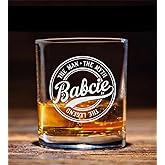 Babcie The Man The Myth The Legend Whiskey Glass, Gifts For Grandfather, Papa, Dad, Him, Christmas, Birthday, Father's Day For Babcie From Daughter, Son