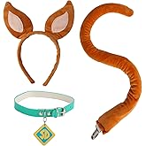 EIHFHIE 3 Pcs Unisex Adult Dog Halloween Costume Accessories: Brown Dog Ears Headband, Tail & Collar with SD Tag for Cosplay Party Set