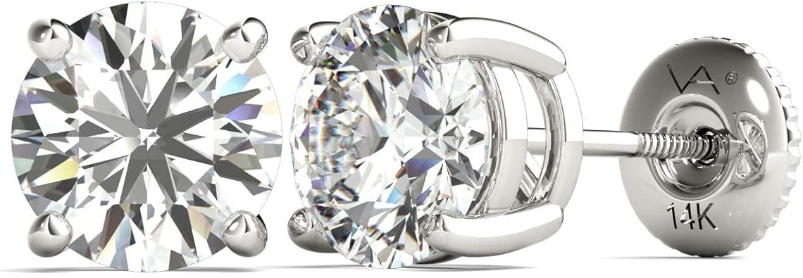 Vaarya 14k White Gold Solitaire Diamond Stud Earrings