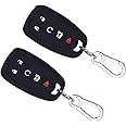 Wisdompro 2 Pcs Silicone Key FOB Cover for Chevy Equinox Malibu Cruze Traverse Trax Blazer Camaro Trailblazer Sonic Volt Spark, Smart Remote Control Protector Case with Keychain, Black