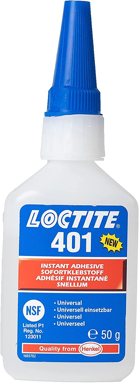 LOCTITE 401, Universal Liquid Adhesive, High Strength Adhesive for Quick Repairs, Fast Curing Cyanoacrylate Glue for Many Materials, 50g