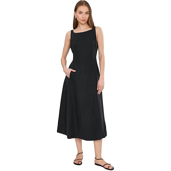 Pact Women's Fit & Flare Scoop Midi Dress Black, X-Small at Amazon Women's  Clothing store