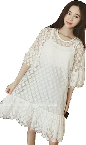 Amazon 7分袖 シースルー ワンピース レディース きれいめ 黒 白 Ll 3l 4l 5l 大きいサイズ 5l 白 ワンピース チュニック 通販