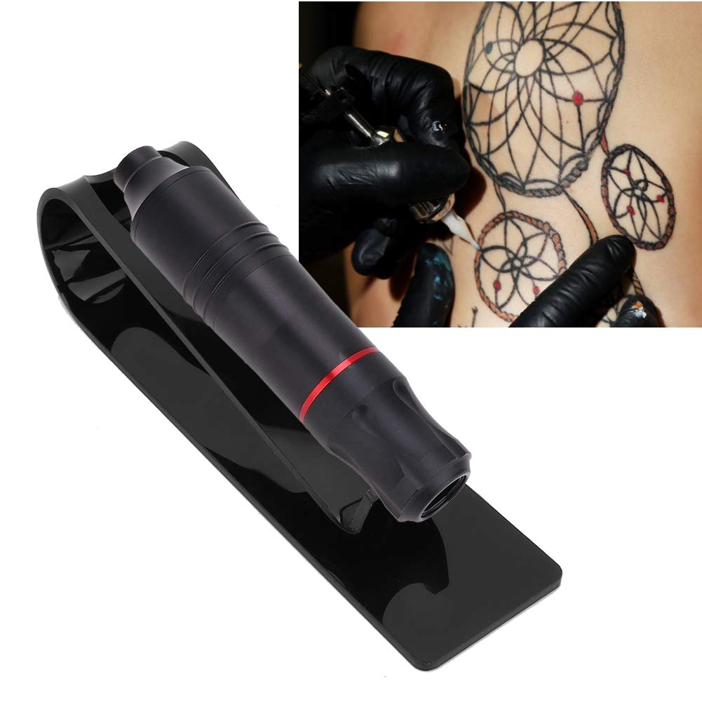 Transparent Tattoo Gun Holder, Plastic Tattoo Pen Holder Stand Machine Display Support Rack Organizer Tattoo Accessory Tool(Black)