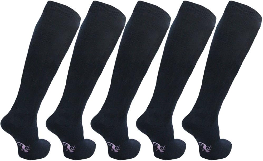 STAY UP Girls Knee High School Socks - 5 Pair Pack with Stay On Technology
