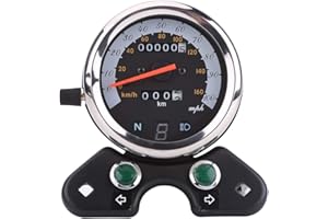 SENYAR Motorcycle Speedometer,12V Universal Metal + Plastic Dual Odometer Speedometer Meter Gear Digital Display(Black)