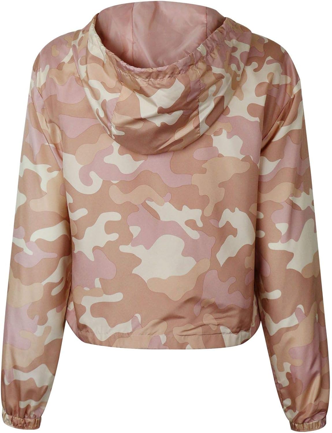 makeitmint Womens Trendy Camouflage Camo Hoodie Zip Up Windbreaker Jacket