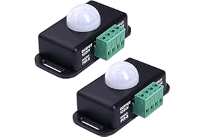 2 Pack Sensky 6A DC 12V 24V PIR Motion Sensor,LED Motion Sensor Switch Body Infrared Motion Sensor Detector Inductor Switch for Timer Function Sign Control PIR Controller LED Strips Lighting