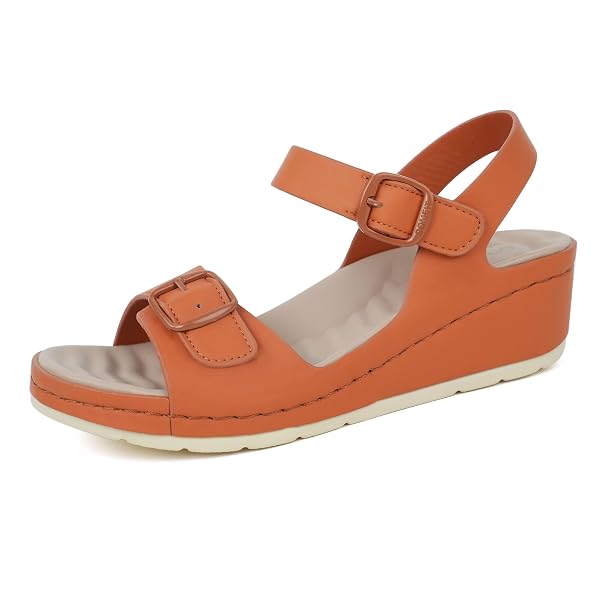 ORTOREX WOMEN ARCH SUPPORT WEDGE SANDALS COMFORTABLE WAKING SANDALS (8.5,BROWN)