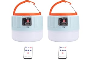 Solar Camping Lantern 2 Pack Rechargeable LED Lights with Remote Control 3 Working Modes IP6 Waterproof Portable Camping Ligh