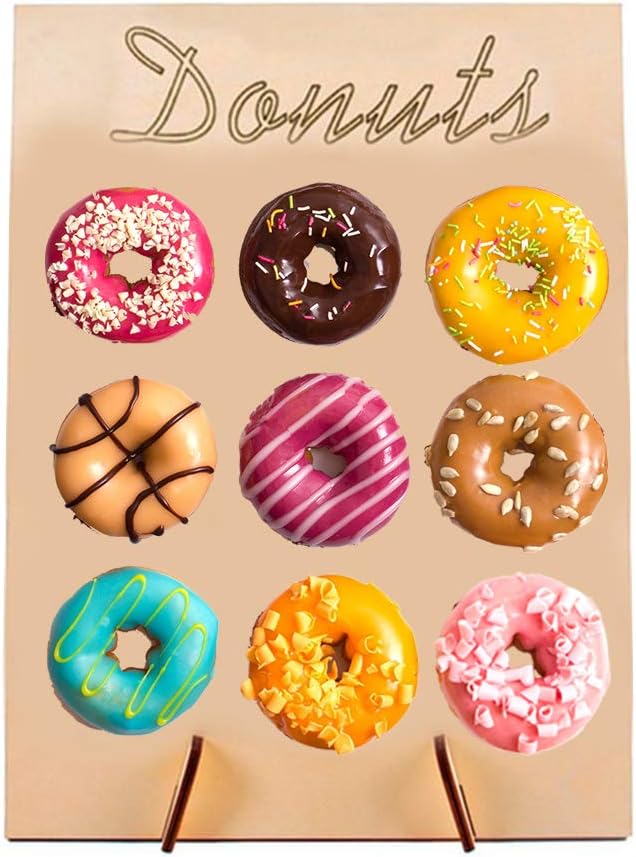 LAOZI Wall Stand Donut, Wooden Donut Shows Stand Donut Display Frame Donut Decorative Stand Doughnut Wall Wedding Favours, Does Not Contain Donuts