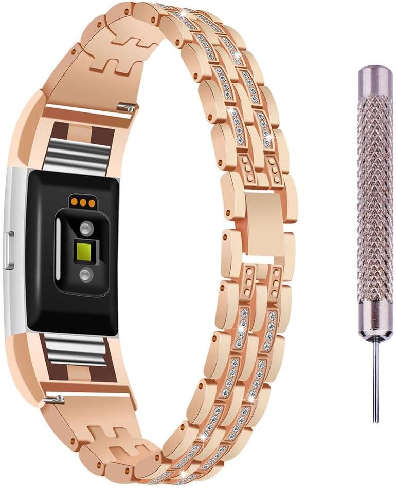 KOBWA Für Fitbit Charge 2 Armband, Metall Replacement Wrist Band Strap