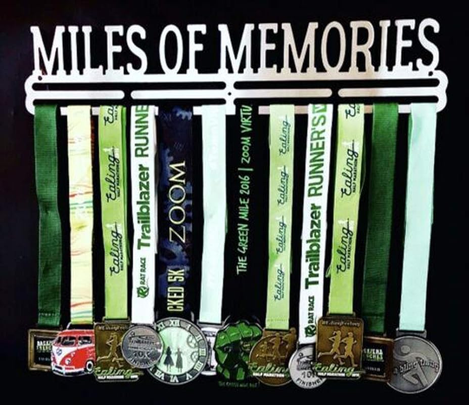 MILES OF MEMORIES Medal Hanger. Running / Sports Metal Medal display