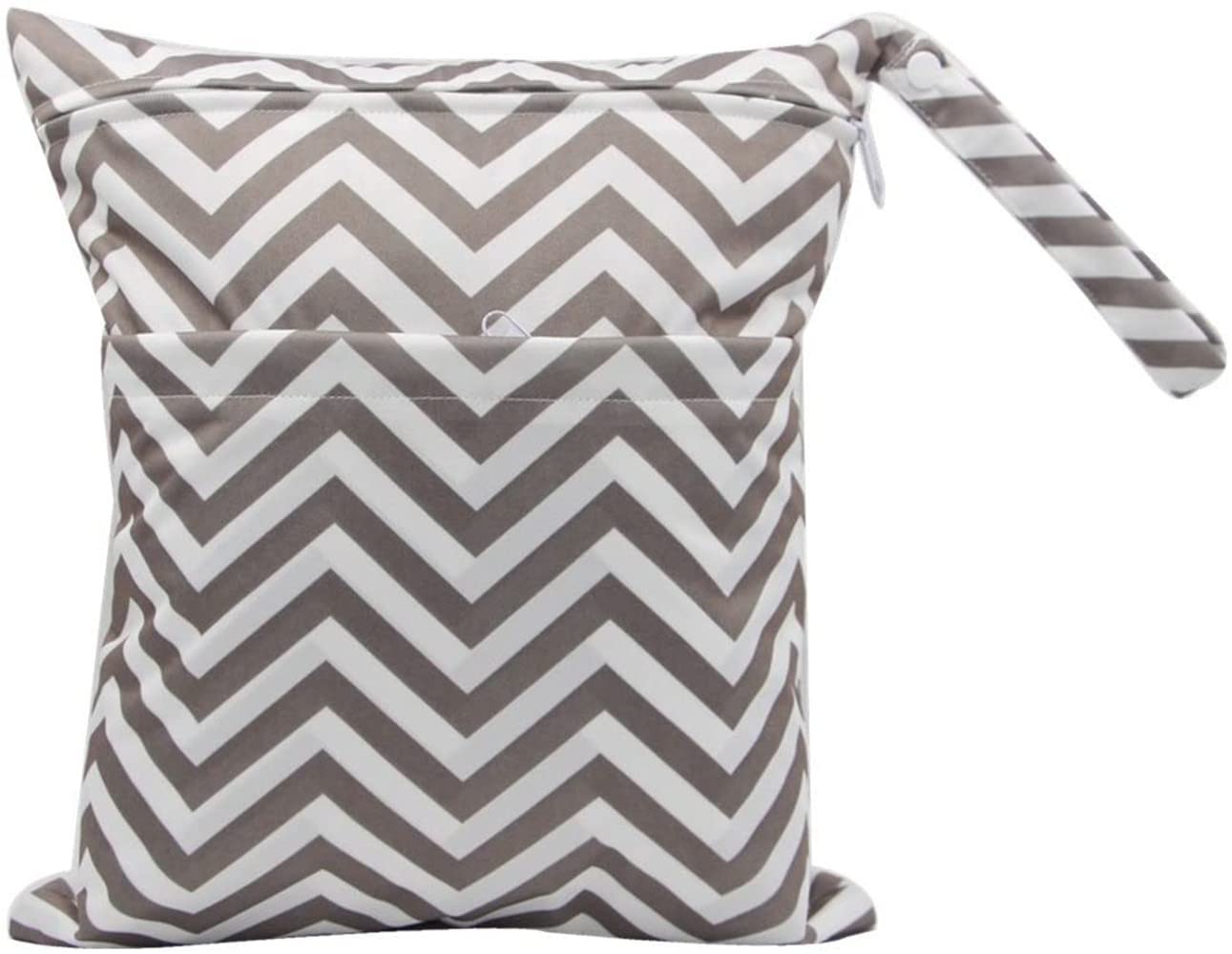 gadenfer Wet Dry Bags Reusable Cloth Diaper Bags Cloth Nappy Wet Bags Zipper Pockets for Swimsuits Cloth Nappy Wet Bag Outdoor Organiser Bag (L, Grey)