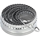 SurgeHai Fluted Cookie Cutters- Round Biscuit Cutters Set of 6 Pieces, Double Sided Fluted and Plain Edge Cookie Cutters, Sta