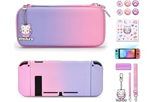 Switch Case for NS Switch, innoAura 17 in 1 Switch Accessories kit with Switch Carrying Case, Switch Protective Case, Switch Game Case, Switch Screen Protector (Pink-Purple Gradient)