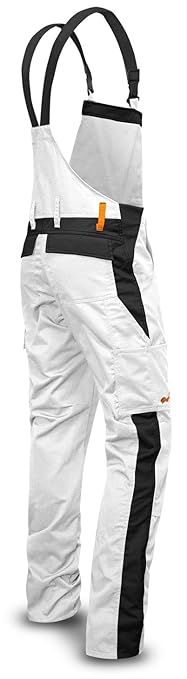 Malerhose Arbeits-Latzhose für Männer mit Kniepolstertaschen Berlin Kombi-Hose Blaumann Kermen - Maleranzug Made in EU - Weiß