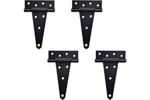 SANKINS 6 Inch T-Strap Heavy Duty Shed Door Hinges,Black Tee Hinge for Wooden Fences,Yard Door,Barn Door Gates, Wrought Hardware Rustproof,4 PCS