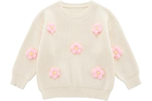 URMAGIC Toddler Girls Flower Knit Sweater Fall Winter Clothes Long Sleeve Baby Girls Pullover Sweatshirt Outfits 1-5T