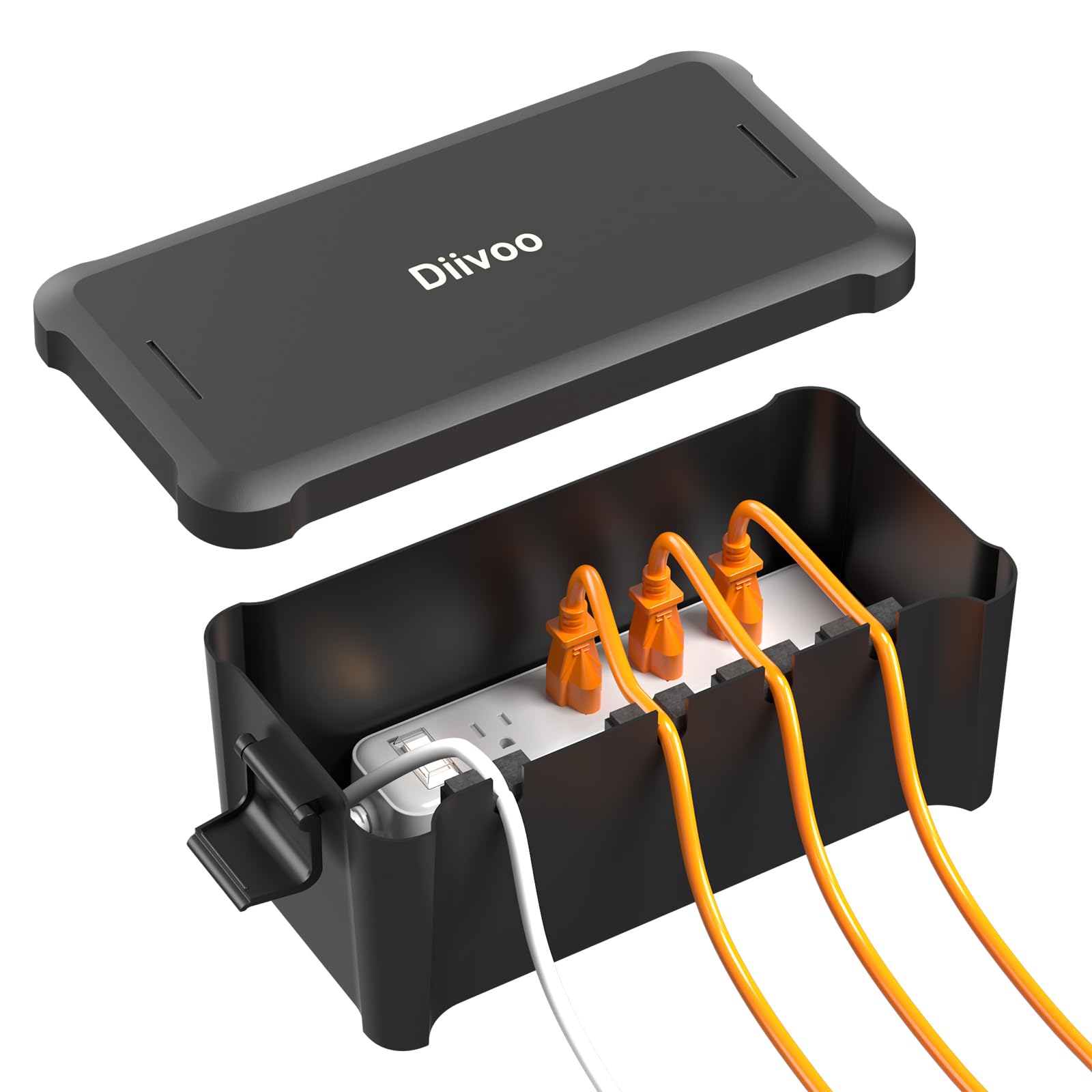 Diivoo Outdoor Electrical Box Waterproof, Outdoor Plug Box, Weatherproof Extension Cord Cover, Outdoor Extension Cord Box, Black