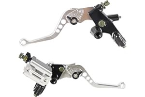 Htostar Racing Universal 7/8" Handlebar Motorcycle Brake Clutch Lever with Master Cylinder Reservoir Compatible with Harley Honda Kawasaki Suzuki Yamaha(Silver)