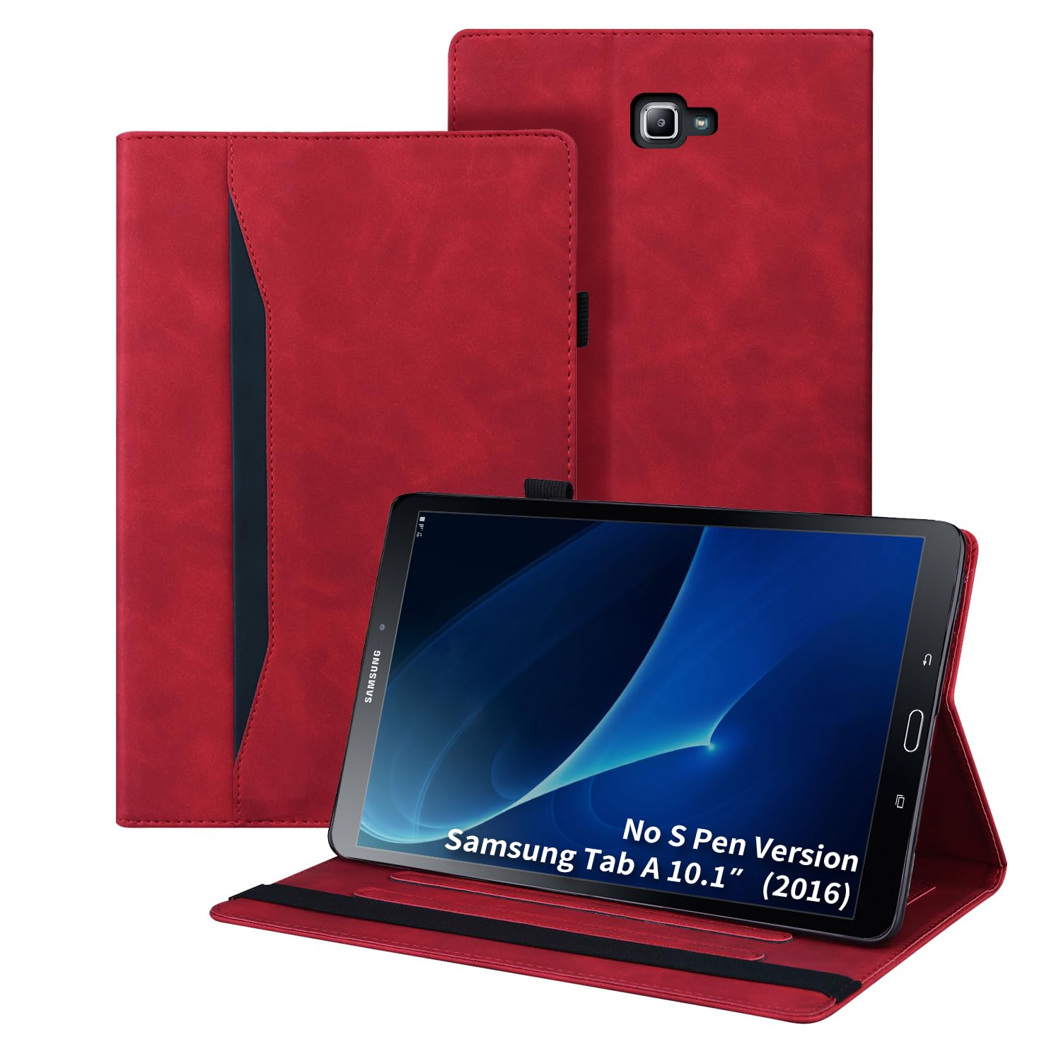 Auslbin Case for Galaxy Tab A6 10.1,[Premium PU Leather][Auto Wake/Sleep][Pen Holder][Multi Angle Kickstand],Cover for Samsung Galaxy Tab A6 10.1 Inch 2016 SM-T580/SM-T585 - Red