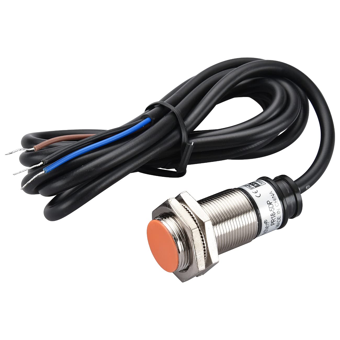 Heschen PR18-5DP Inductive Proximity Sensor Switch, M18 Round, 5mm Sensing, 12-24 VDC 3-Wire, Shielded, PNP, NO, IP67, -25 to 70℃, Aluminium, Electronic Sensor