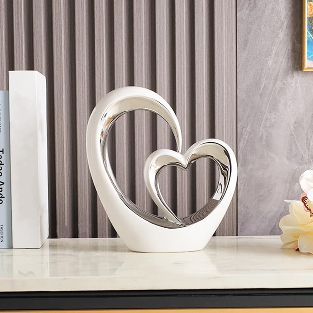 JXCBXJ Heart ceramic statue,Home Decoration Art Statue,Modern Abstract Art Ceramic Statue,for Dining Room Living Room Office Tv Stand Centerpiece