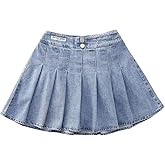 Milokado 3-13 Years Skirts for Teen Girls Blue Elastic High Waist A Line Pleated Denim Skirt
