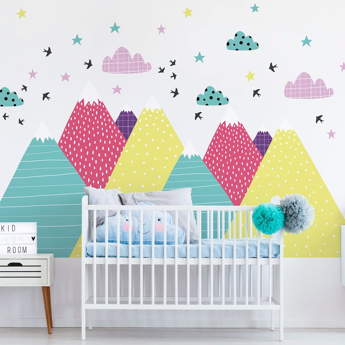 NEKA Wall Stickers for Children – Giant Wall Sticker – Scandinavian Mountains – 110 x 165 cm