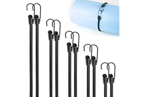 KINZOMOR Bungee Cords with Hooks Assorted Sizes 12/18/24/32/40 Inch-Bungee Cords Hooks Heavy Duty Bungee Tie Down Straps for Camping, Tarps, Tents, Hiking,Hunting,Trucks and Boats (10 Pack)