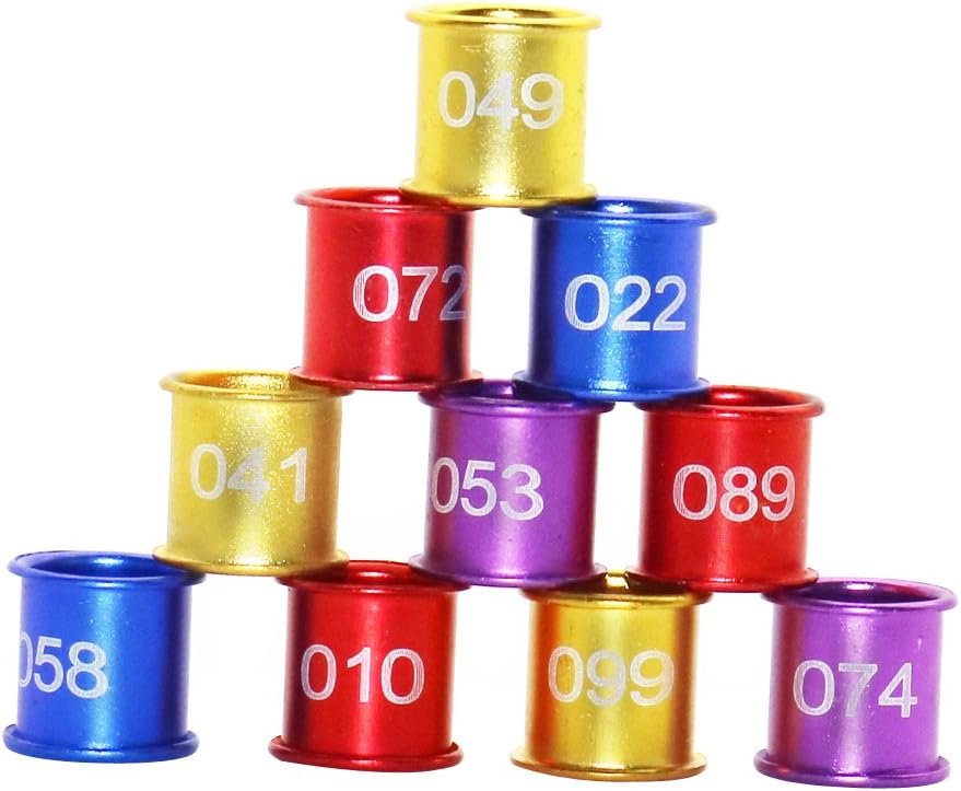 Adhere To Fly 100 Pcs Aluminum Birds Pigeon Identification Leg Rings with Number 1-100 (Blue)