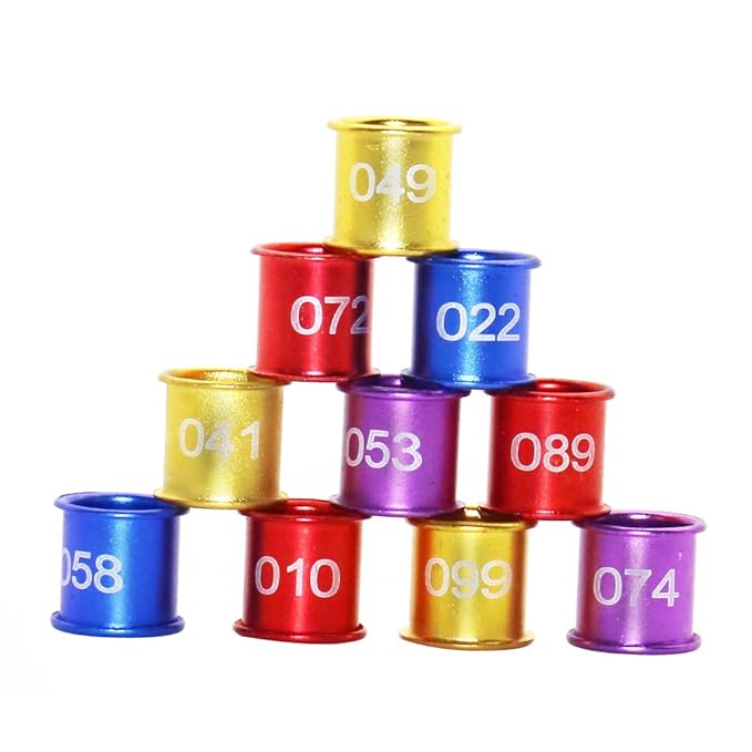 Adhere To Fly 100 Stück 4 Farben Aluminium Vögel Tauben Identifizierung Beinringe mit Nummer 1-100
