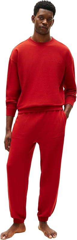 Herren Sweatshirt Track Top mit Rundhalsausschnitt, Rot (Dark Magma), L — Foto 5 von 6