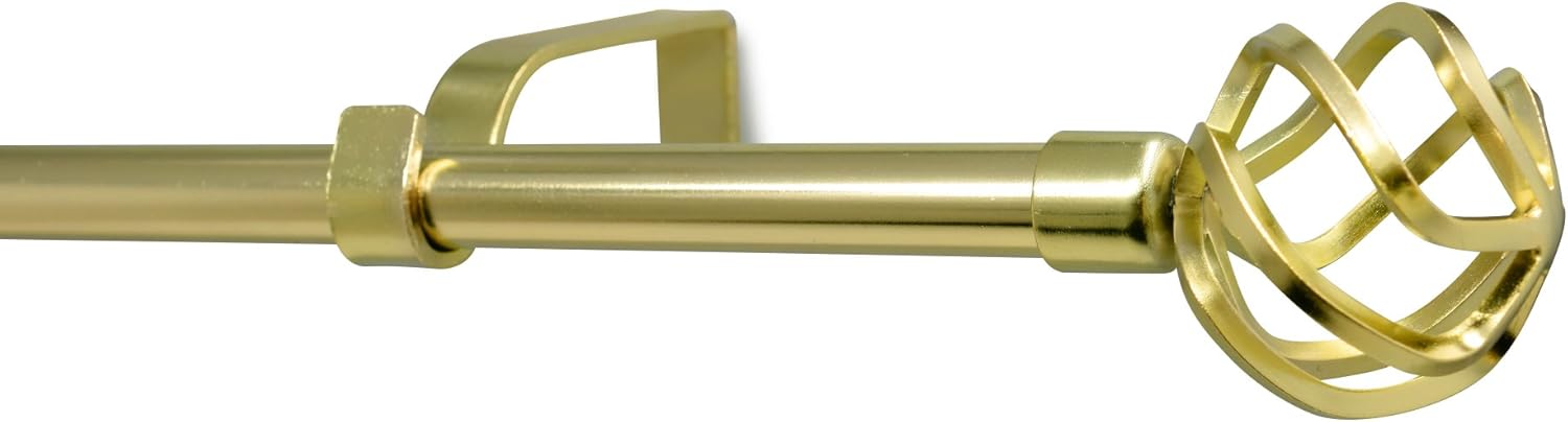 gb Home Collection Empyrean Grace Curtain Rod, 86-120 in, Gold, Metal Single Rod Window Treatment Rod Drapery Rod: Home & Kitchen