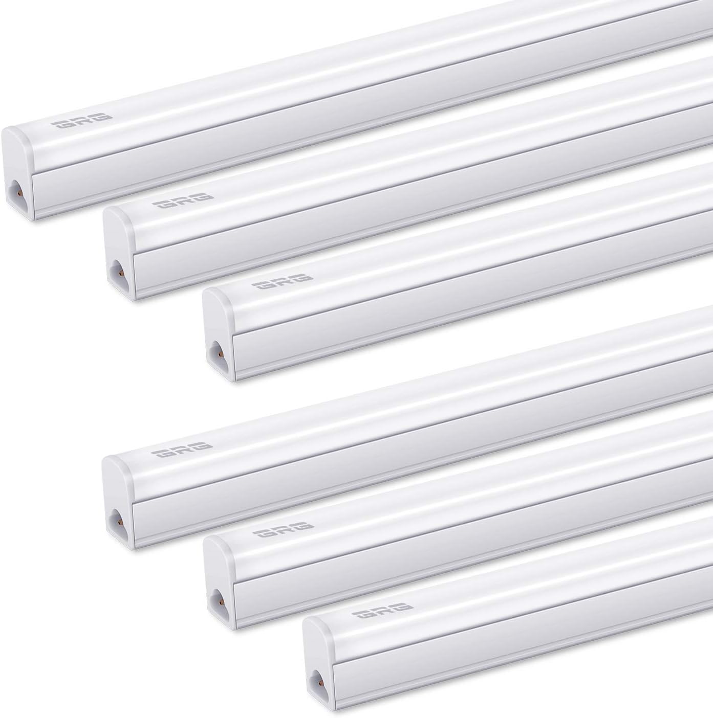 (Pack of 6) GRG Linkable LED Utility Shop Light, Garage Lights, 4Ft 20W 2200lm 6500K, T5 Integrated Single Fixture, LED Ceiling & Under Cabinet Light, T5 T8 Fluorescent Tube Light Fixture Replacement