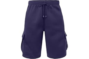 NE PEOPLE Mens Active Comfy Workout Gym Elastic Drawstring Fleece Cargo Sweat Shorts (M-7XL)