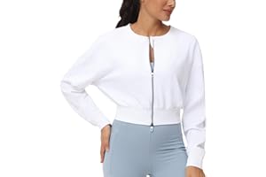 THE GYM PEOPLE Women's Cropped Jackets Full Zip Long Sleeve Ribbed Workout Sweatshirts Lightweight Casual Tops