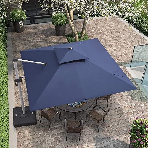 PURPLE LEAF 10 Feet Double Top Deluxe Sunbrella Square Patio Umbrella