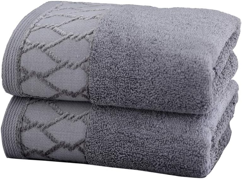 Luxury Hand Towels 15×30 Inches , 2 Pack Absorbent and Soft Cotton Salon Towels Set for Bathroom Hotel Spa - Grey: Kitchen & Dining