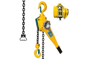 KITUYOTO 3300LBs 20 FT Lever Chain Hoist - 1-1/2 Ton Manual Ratchet Block Chain Puller, Alloy Steel G80 Chain Come Along Tool with Auto Chain Leading & 360°Rotation Hook for Garage Factory Dock