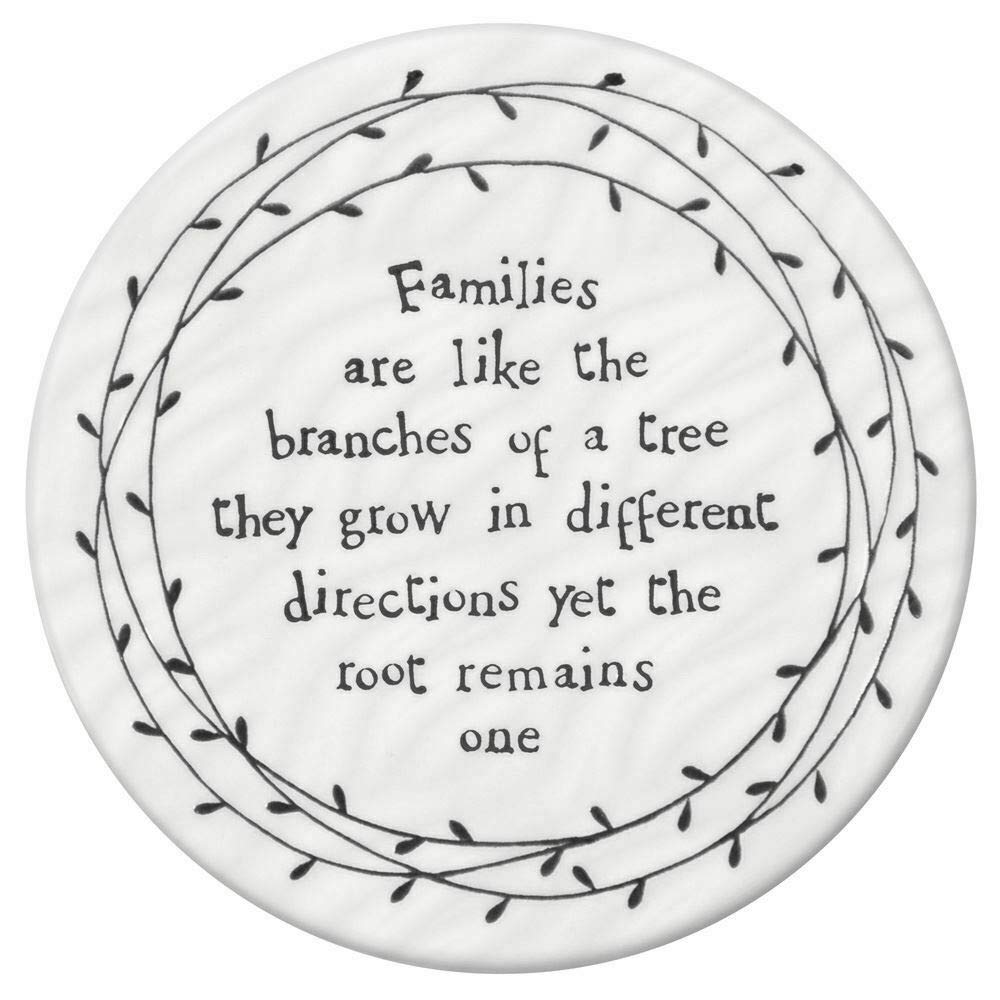 East of India Leaf Porcelain Coaster - Families are like the Branches of a Tree