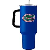 Logo Brands NCAA Florida Gators 40oz Flipside Powder Coat Tumbler - Double-Wall Insulated, Reusable Straw, Rugged Handle