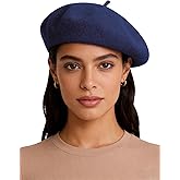 Sumolux Women Beret Hat Wool Vintage French Solid Color Classic Winter Cap