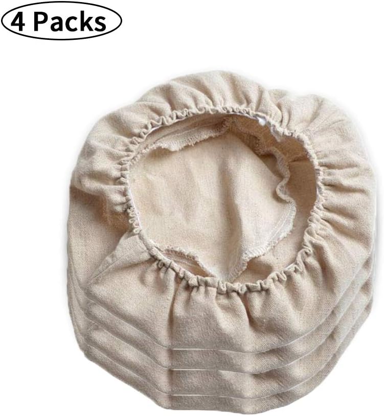 Ciaoed 4 Packs Round Bread Proofing Basket Sourdough Proving Fermentation Basket Cloth Cover Liner for Professional Home Kitchen Bread Baking (2X9 Inches +2x10 Inches)