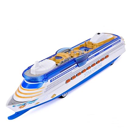 Corper Toys Ship Toy Die Cast Metal Cruise Ship Model Ocean Liner Boat Pull Back Toy For Kids With Flashing Led Lights And Sounds