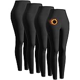 ATTIQOZI 4 Pack Women's Fleece Lined Leggings, High Waisted Thermal Leggings for Women Winter Warm Workout Yoga Pants