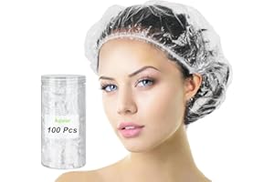 Aquior Shower Cap Disposable, 100 PCS Shower caps Large&Thick Waterproof Clear Plastic Elastic Hair Bath Caps For Women Kids Girls, Hotel and Hair Solon, Travel Spa, Home Use…